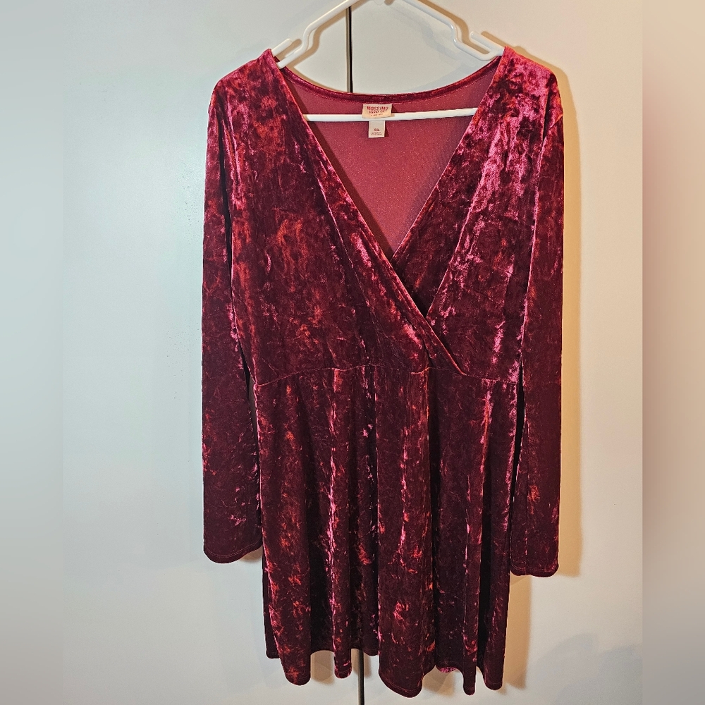 Mossimo Supply Co. Red Fit and Flare Long Sleeve Dress